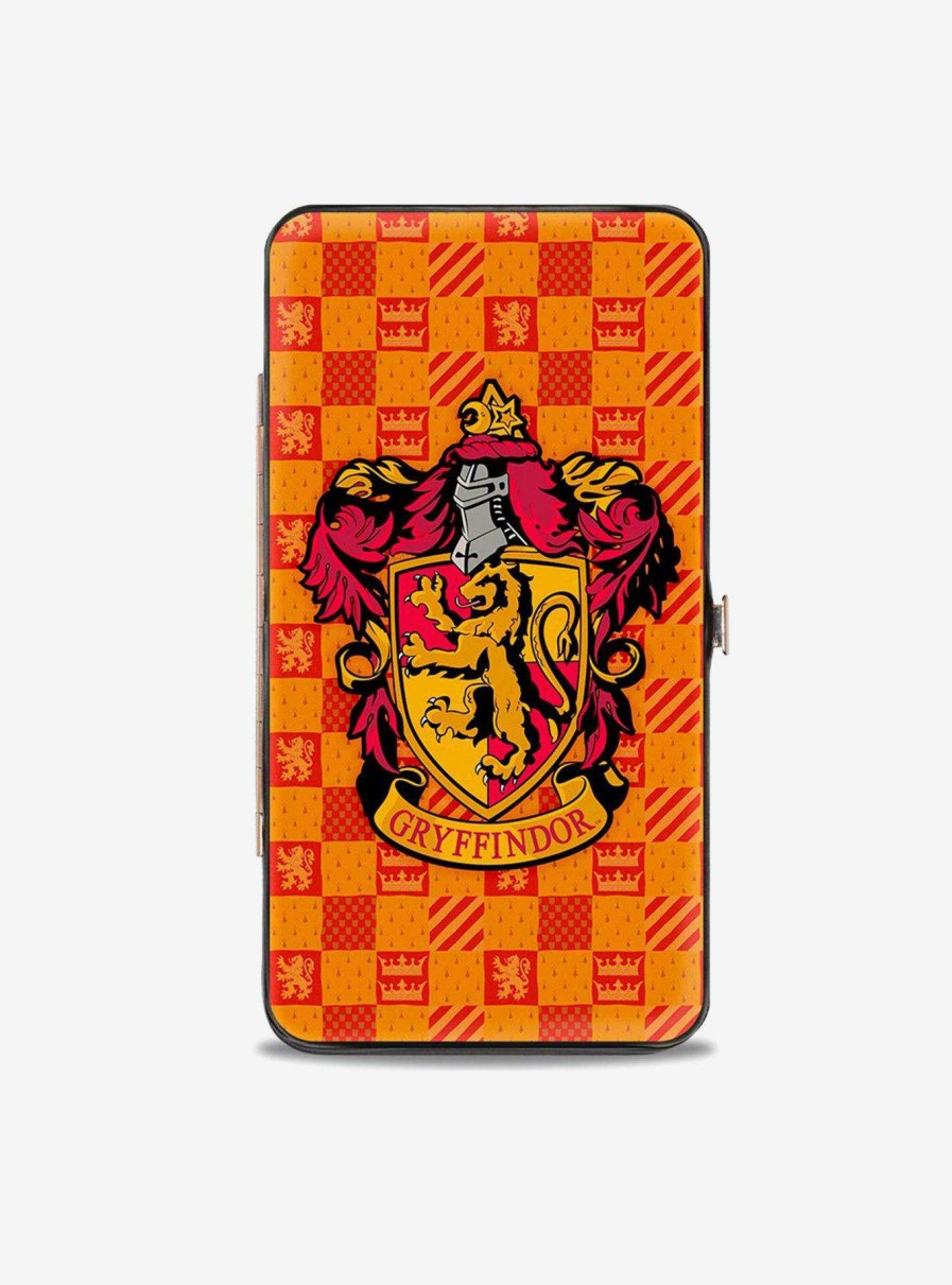 Bags * | Harry Potter Gryffindor Crest Heraldry Checkers Hinged Wallet Exclusive Design