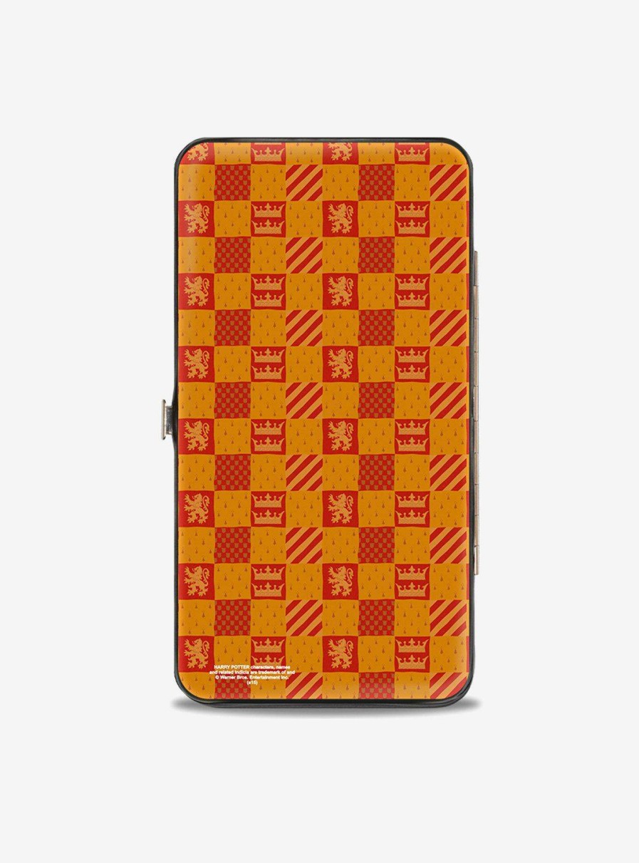 Bags * | Harry Potter Gryffindor Crest Heraldry Checkers Hinged Wallet Exclusive Design