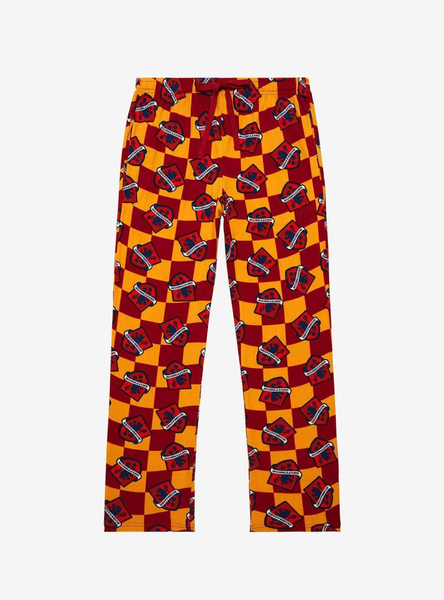 Clothing * | Shoping Harry Potter Gryffindor House Crest Checkered Sleep Pants Boxlunch Exclusive