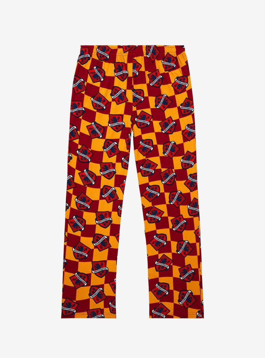 Clothing * | Shoping Harry Potter Gryffindor House Crest Checkered Sleep Pants Boxlunch Exclusive