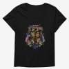 Clothing * | Sale Harry Potter Hogwarts Crest Floral Wreath Womens T-Shirt Plus Size