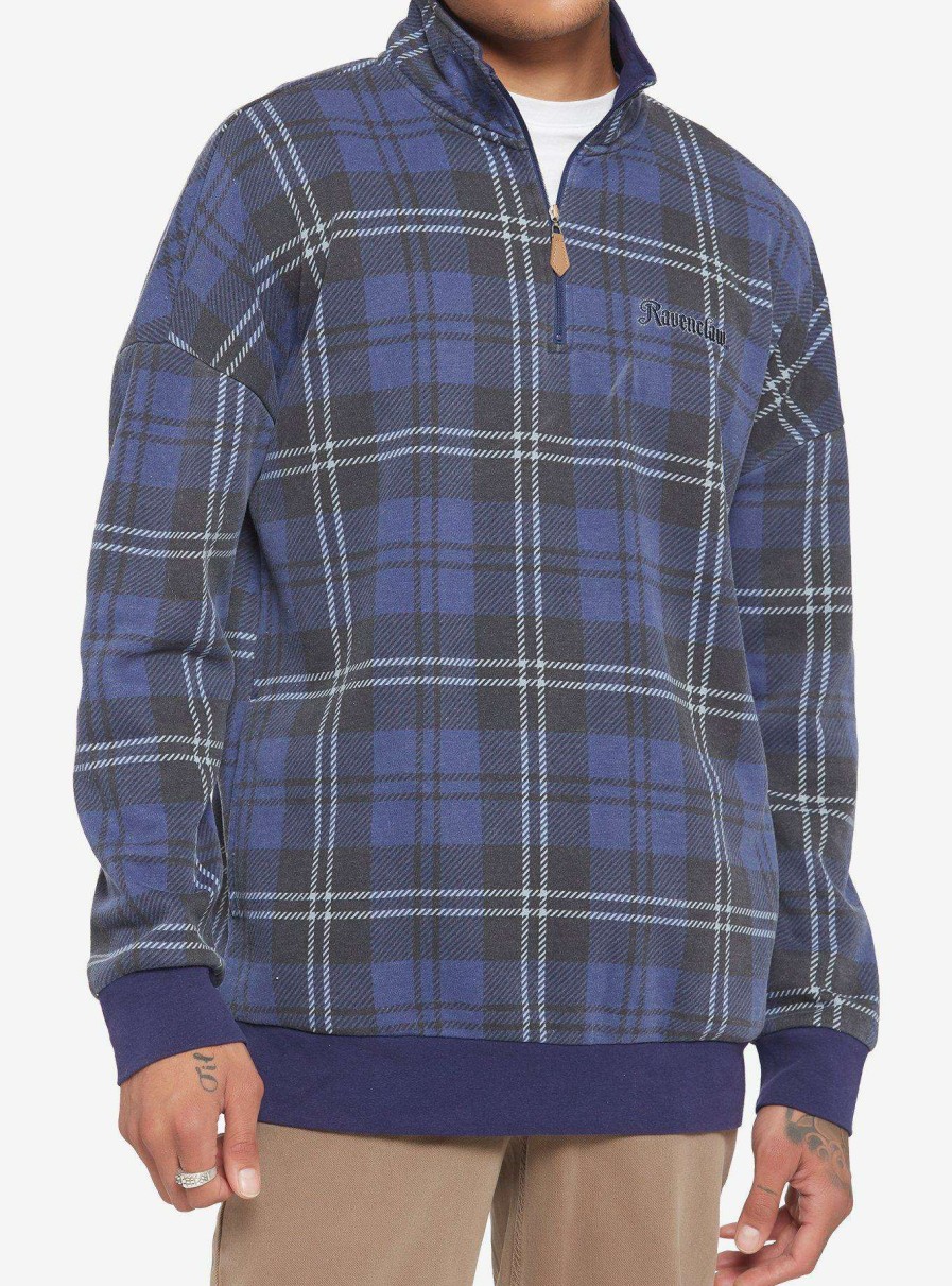 Clothing * | Our Universe Harry Potter Ravenclaw Plaid Quarter-Zip Sweater Sale