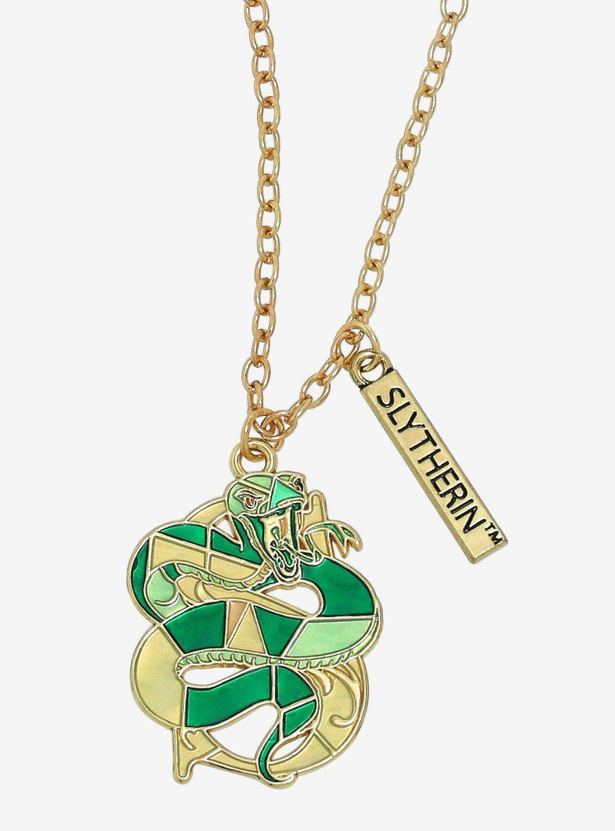 Accessories * | Harry Potter Slytherin Serpent Stained Glass Necklace Boxlunch Exclusive Exclusive Design