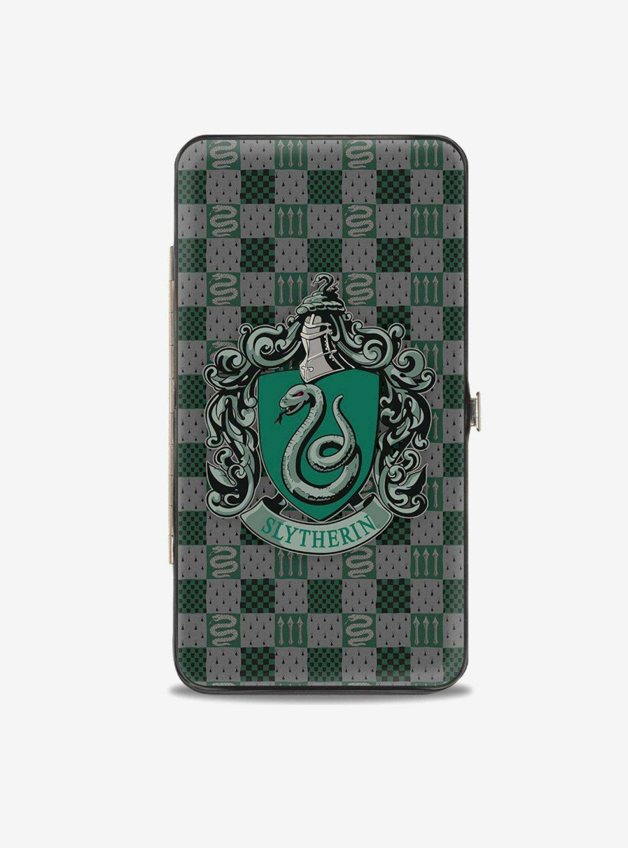 Bags * | Harry Potter Slytherin Crest Heraldry Checkers Hinged Wallet Online Discount