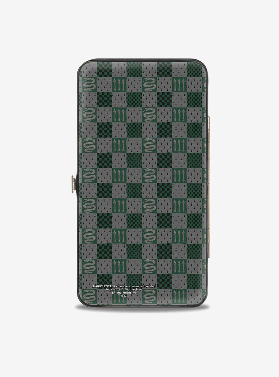 Bags * | Harry Potter Slytherin Crest Heraldry Checkers Hinged Wallet Online Discount