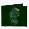 Bags * | Harry Potter Slytherin Serpent Crest Ambition Pride Cunning Banner Canvas Bifold Wallet Low Price