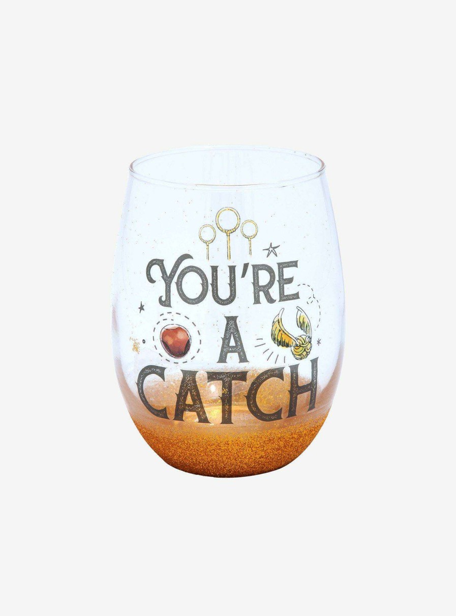 Harry Potter * | Best-Selling Harry Potter You'Re A Catch Golden Snitch Wine Glass