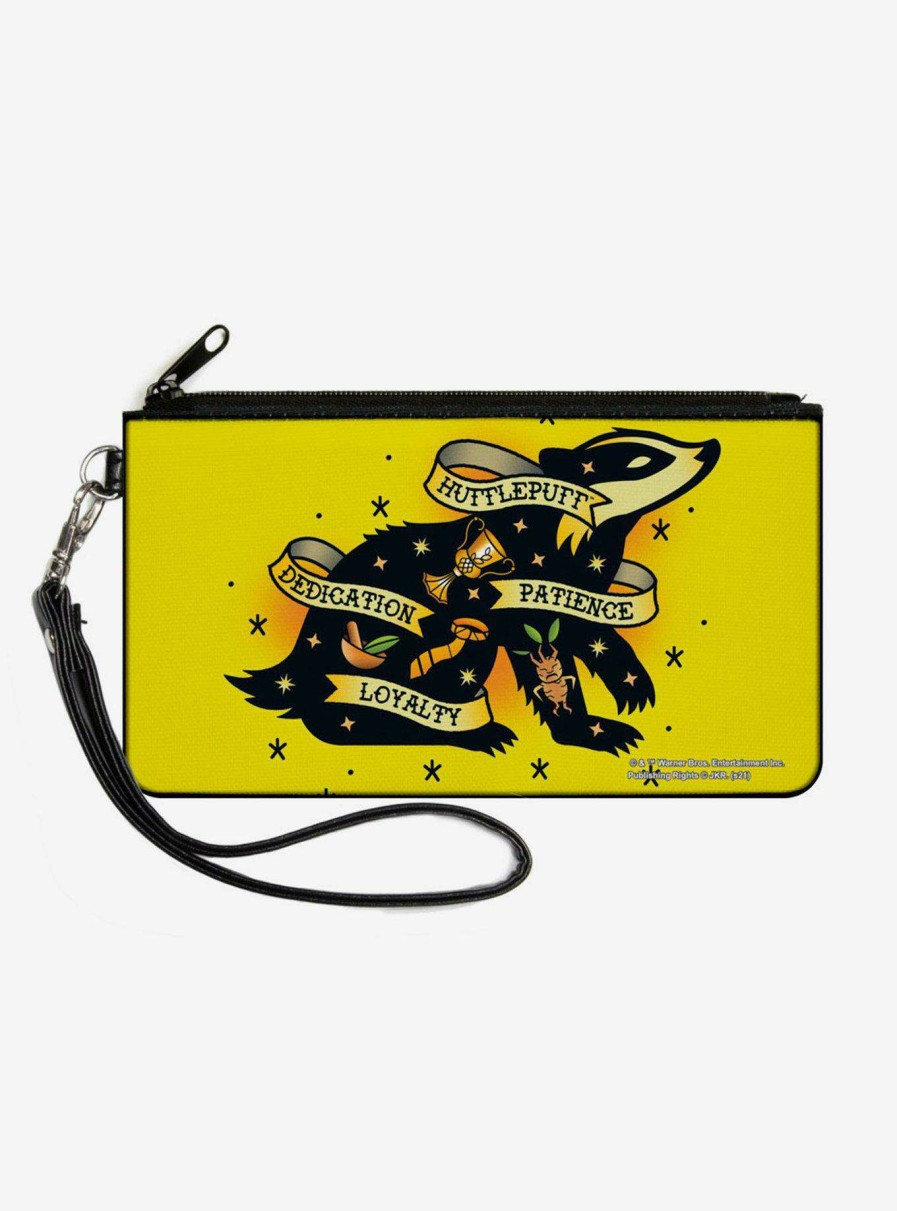 Bags * | Harry Potter Hufflepuff Badger Traits Canvas Clutch Wallet Latest Fashion