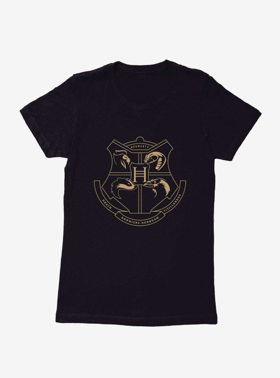 Clothing * | Latest Harry Potter Golden Magic Hogwarts Emblem Womens T-Shirt