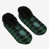 Accessories * | Latest Harry Potter Slytherin Crest Plaid Slipper Socks Boxlunch Exclusive