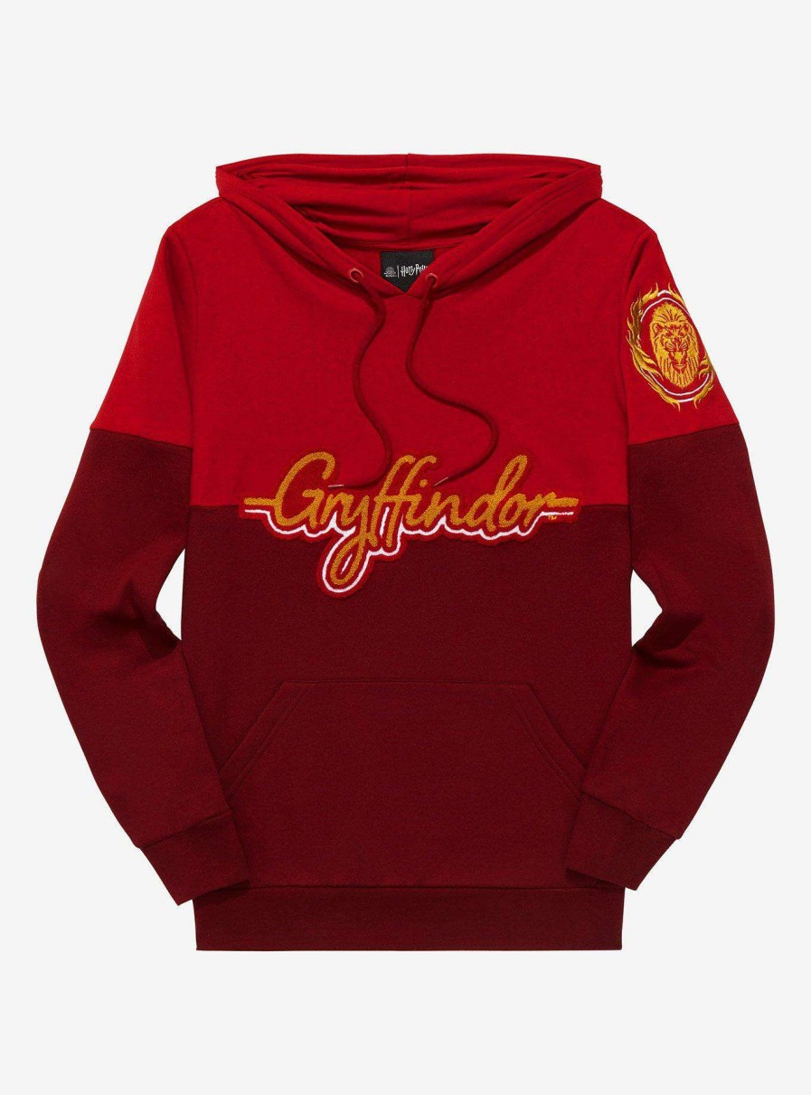 Clothing * | Closeout Sale Harry Potter Gryffindor Crest Panel Hoodie Boxlunch Exclusive