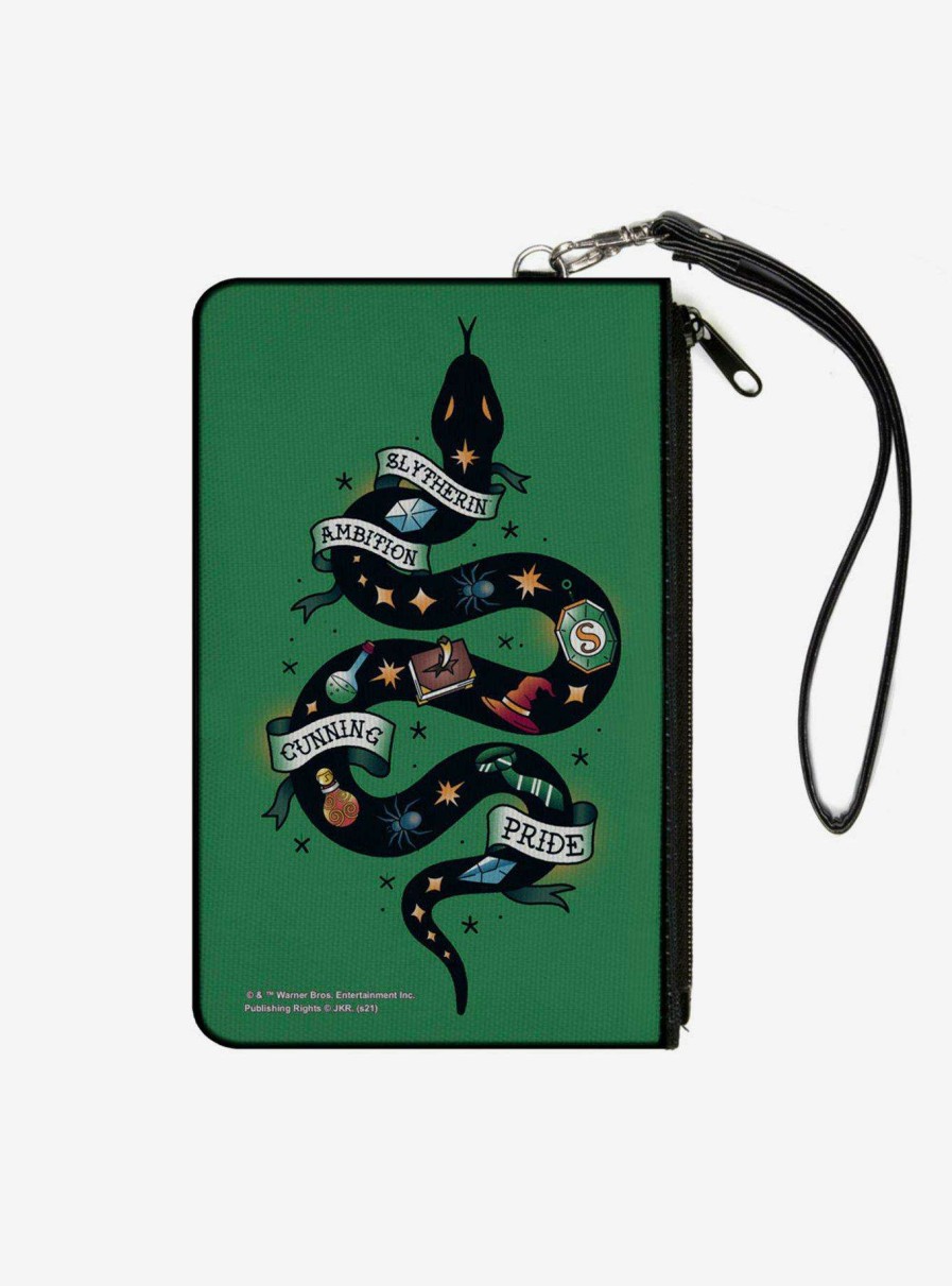 Bags * | Harry Potter Slytherin Serpent Traits Canvas Clutch Wallet Original