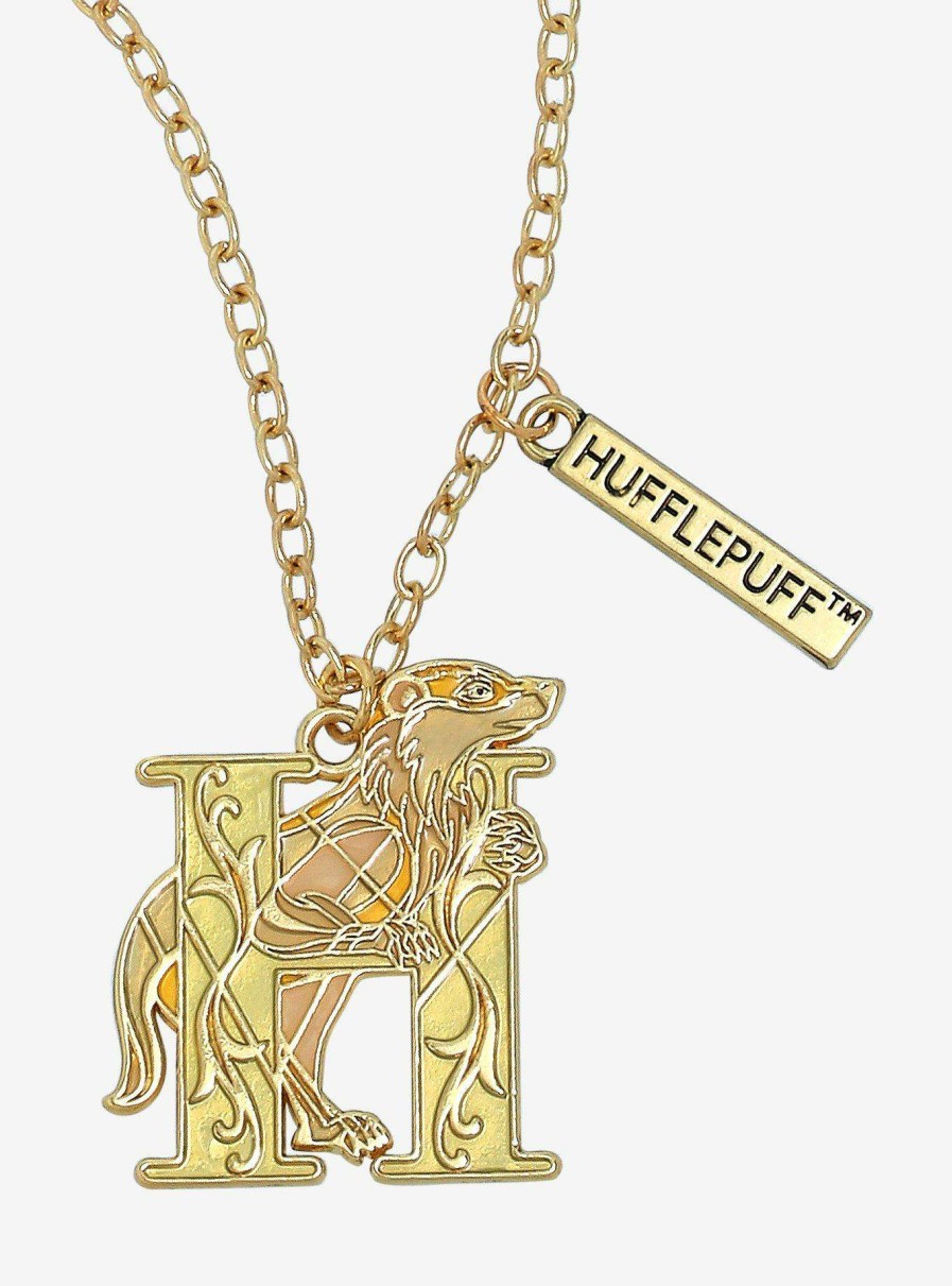 Accessories * | Harry Potter Hufflepuff Badger Stained Glass Necklace Boxlunch Exclusive Reliable Quality