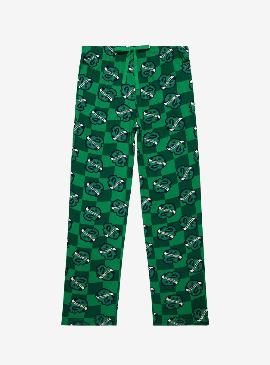 Clothing * | Good Quality Harry Potter Slytherin House Crest Checkered Sleep Pants Boxlunch Exclusive