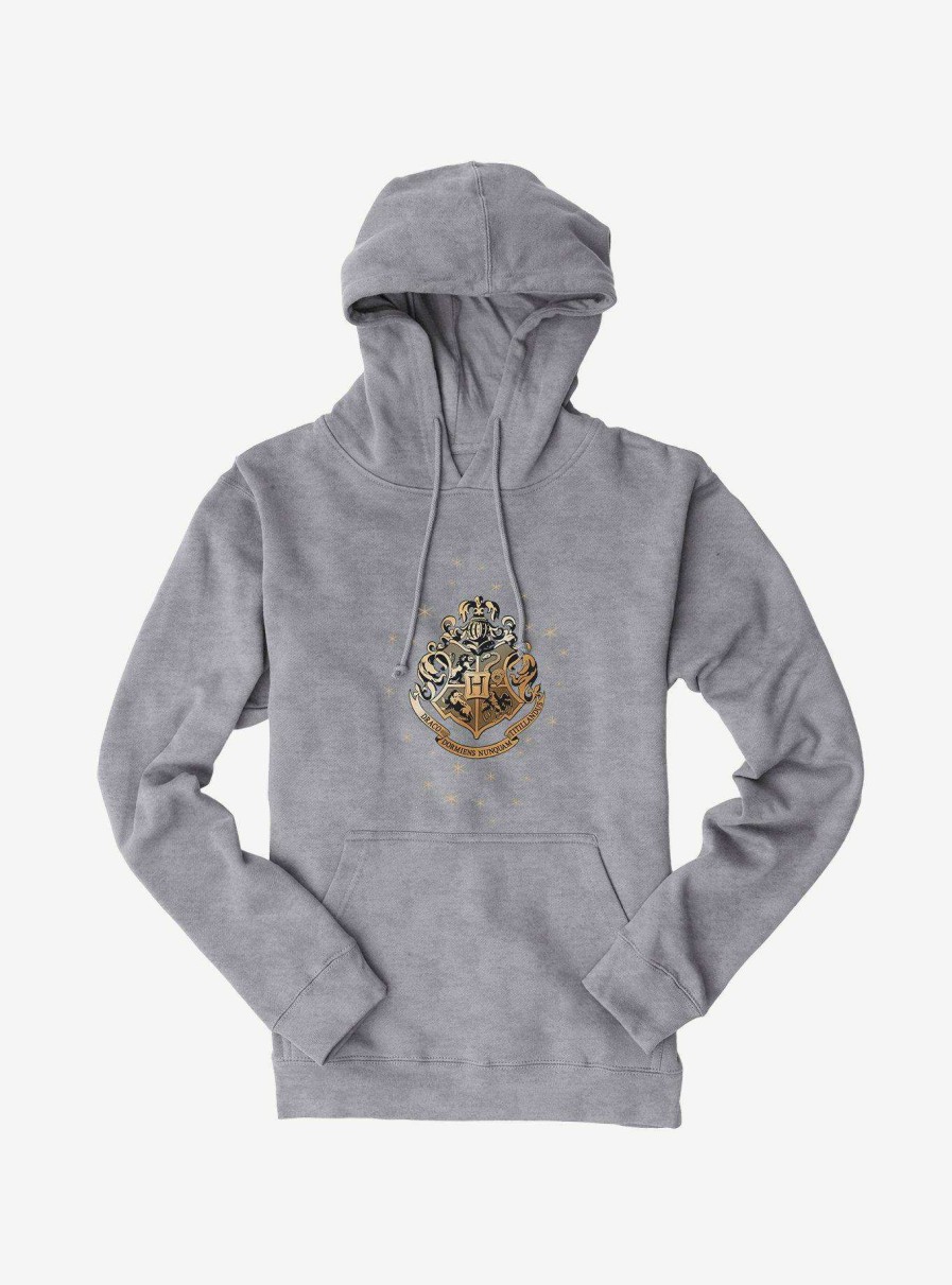 Clothing * | Harry Potter Hogwarts Emblem Glitter Hoodie Bestsellers