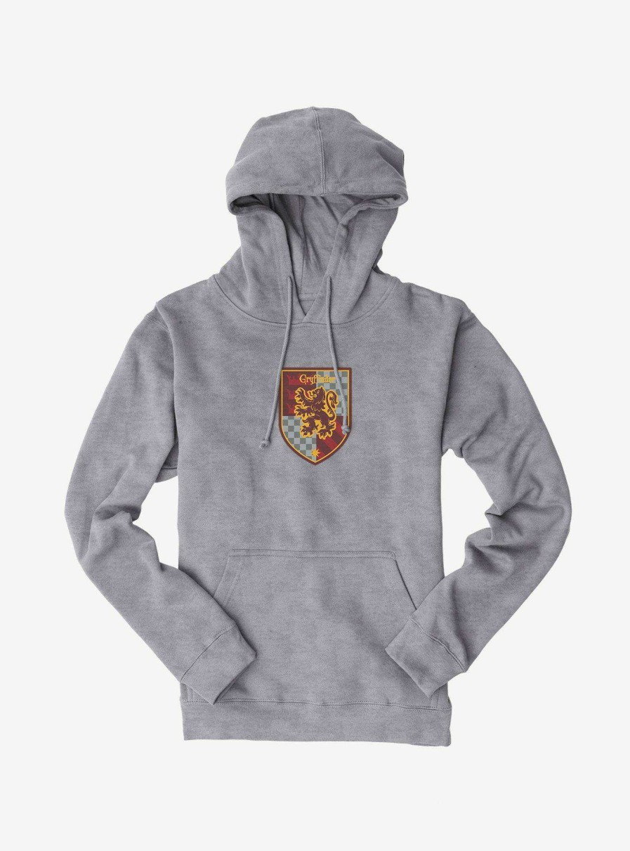 Clothing * | Harry Potter Gryffindor Checkered Shield Hoodie Reliable Quality