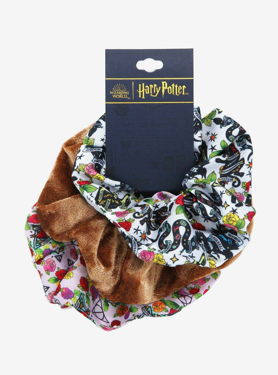 Accessories * | New Harry Potter Floral Icons Scrunchy Set Boxlunch Exclusive